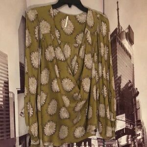 Free People Green Floral Tunic with Relaxed Fit